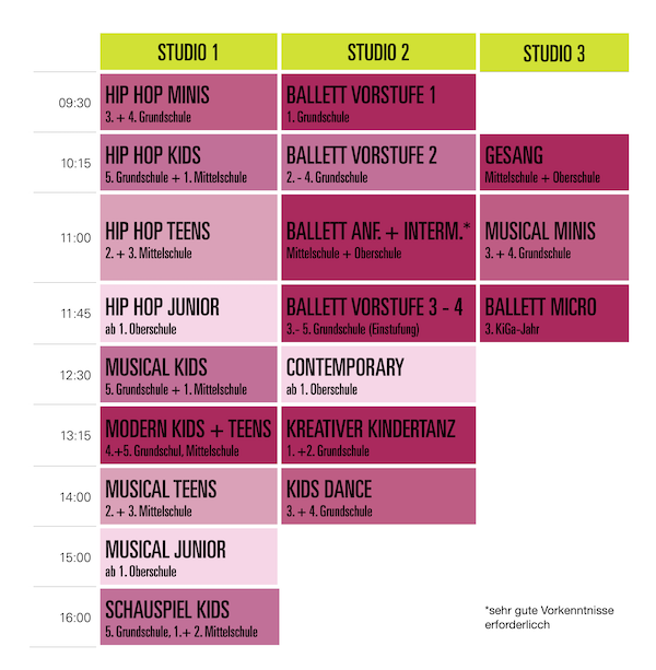 Stundenplan Spring Open Day 2026